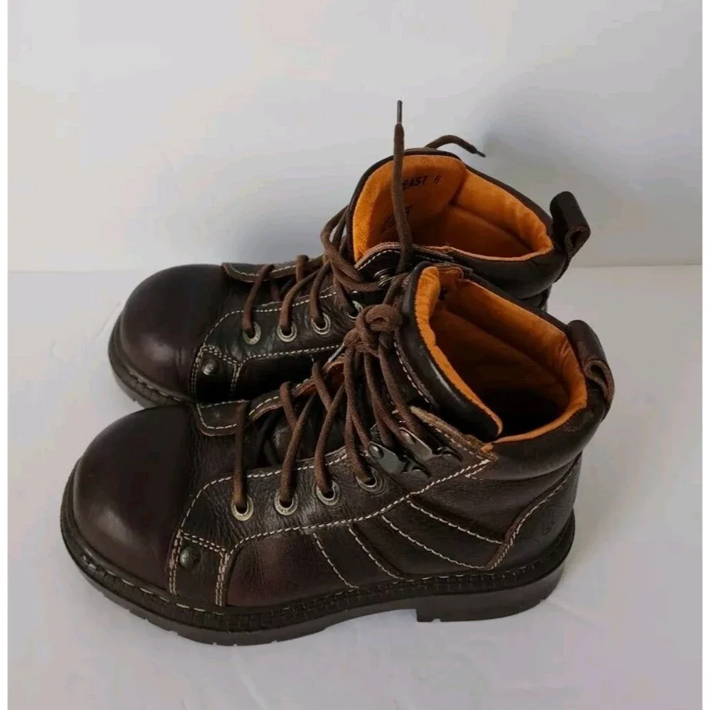 Rare London Underground Platform Leather Brown Lace Up Boots Wm 6 Men 4